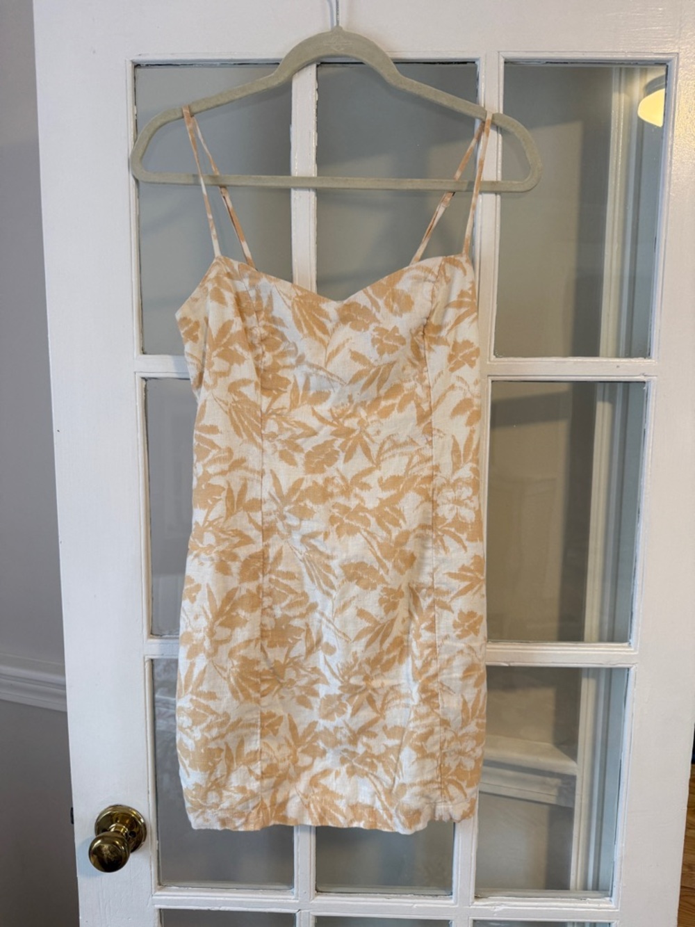 Abercrombie & Fitch Cream and Peach Tropical Floral Spaghetti-Strap Mini Dress